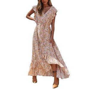 flowy maxi dress with split DIANNE FLOWY MAXI DRESS