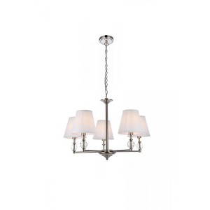 Elegant Lighting Bethany 5 lights pendant in satin nickel with white fabric shade - 1 of 4