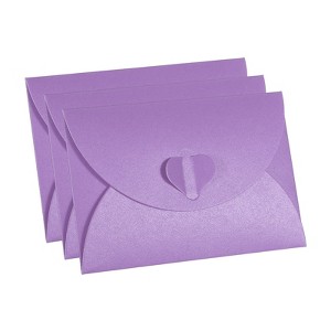 Unique Bargains Mini Pearlescent Paper Heart Shaped Clasp Envelopes 12 Pcs - 1 of 4