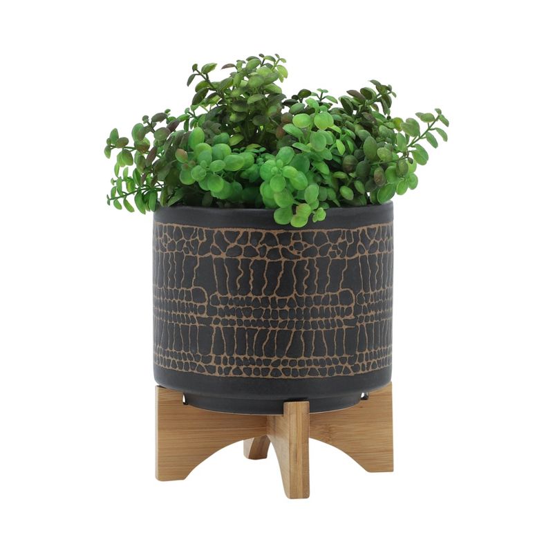 Sagebrook Home Glazed Ceramic Planter Pot with Stand, 4 of 10