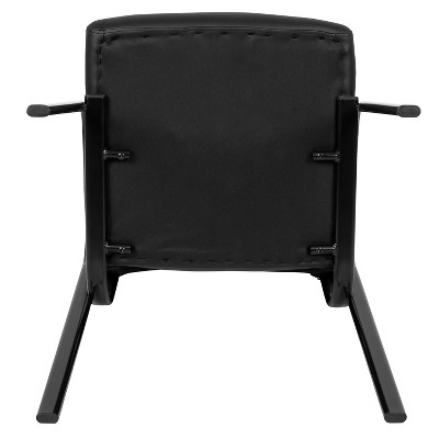 Black Leather Mid-Back Executive Reception Chair with Metal Frame