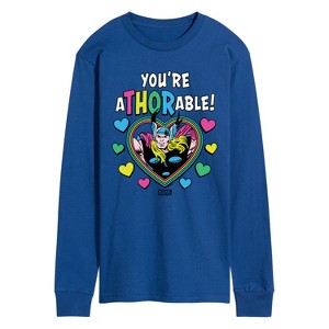 Men's - Marvel - Thor Valentine You're Athorable Long Sleeve Graphic T-Shirt - 1 of 4