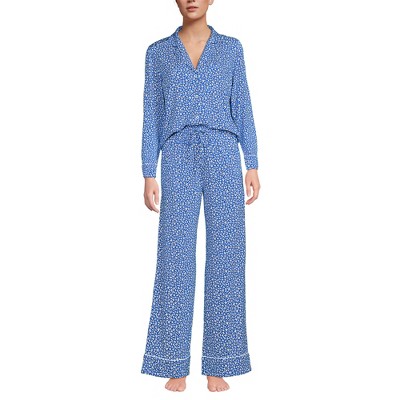 Lands' End Women's Cooling 2 Piece Pajama Set - Long Sleeve Top and Pants