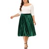 Agnes Orinda Women's Plus Size Velvet Pleated Elastic Waist Party Metallic Swing Midi A Line Skirts - 2 of 4