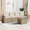 vidaXL 5 Piece Patio Sofa Set with Cushions Beige Poly Rattan - Beige and Cream With Table - 2 of 4