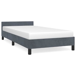 vidaXL Velvet Bed Frame Platform Bed, Scandinavian Style/Slats Support/No Box Spring Needed/Without Mattress/Easy Assembly, Dark Grey Twin Bed - 1 of 4