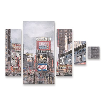 Trademark Fine Art Stanton Manolakas Times Square New York 5 Piece Panel Set Art