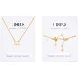 Zodaca 2 Piece Libra Zodiac Necklace and Bracelet Jewelry Set for Women, Gold