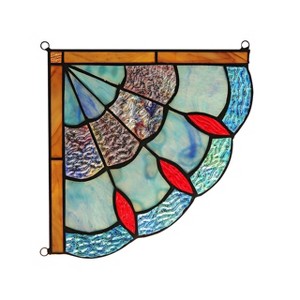 Chloe Lighting Mei Victorian Tiffany-Glass Window Panel 8`` Wide - 1 of 4