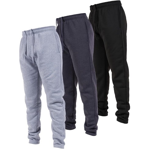 Men's 3-Pack Active Athletic Workout Jogger with Zipper Pocket and  Drawstring //Black - Grey -Navy//