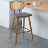 Bekrvio 26" Mid Century Modern Counter Height Bar Stools - Rattan Cane Back, Wood, PU Leather Upholstered for Kitchen Island Dining - 2 of 4