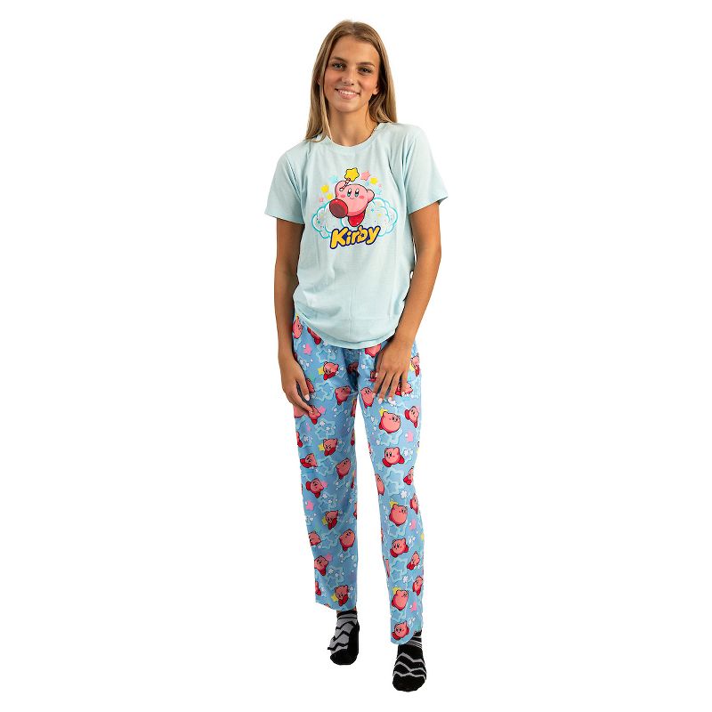 Adorable Kirby Junior Sleepwear Set with Short Sleeve Tee Shirt and Cozy Sleep Pants for Adults, 2 of 7
