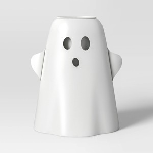 13.75" Large Metal Ghost Planter Halloween Decorative Prop White - Hyde and EEK! Boutique™ - 1 of 3