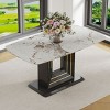 Modern Rectangular 63" Faux Marble Top Kitchen Dining Table, U-Shape MDF Base Luxurious Dining Room Table,Living Room Bedroom Table-Cuddlewood - 2 of 4