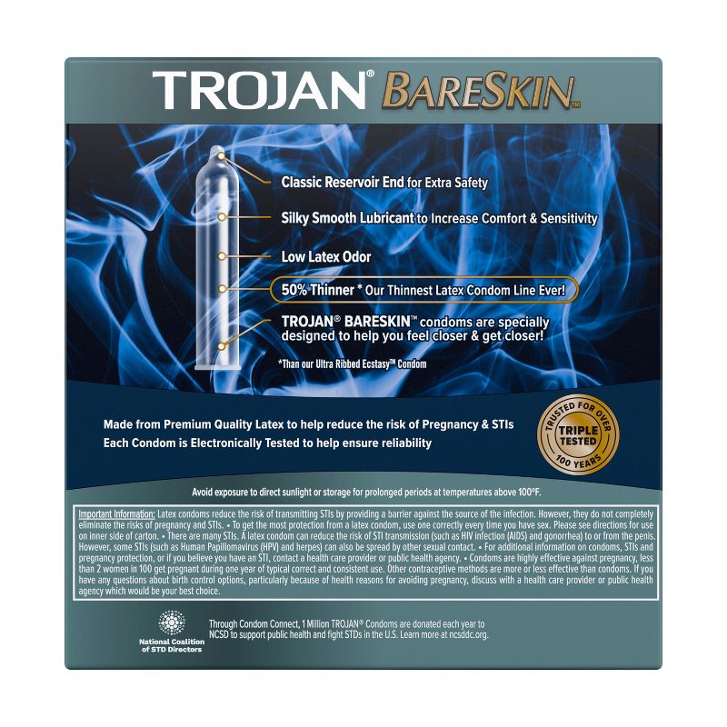 Trojan Bareskin Lubricated Latex Condoms, 3 of 14