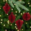 Northlight Foldable Honeycomb Paper Christmas Finial Ornaments - 4" - Red - Set of 4 - 2 of 4