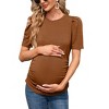 Short Sleeve Solid Color Tight Pleated Maternity Top - 2 of 2