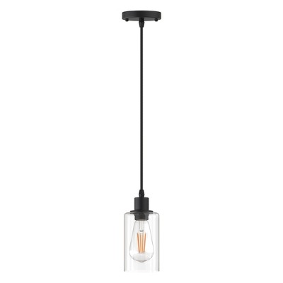 DORESshop 1-Light Modern Matte Black Island Pendant Light Rustic Farmhouse Industrial Hanging Light for Kitchen Dining 2 Pack