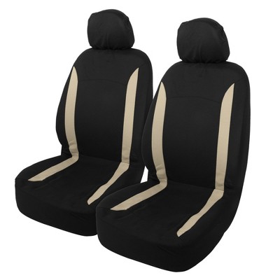 Unique Bargains Universal Interior Car Seat Covers Head Rest Cover Washable Flat Padding Polyester Sponge Car Seat Covers Fit for Cars 4 Pcs - Beige