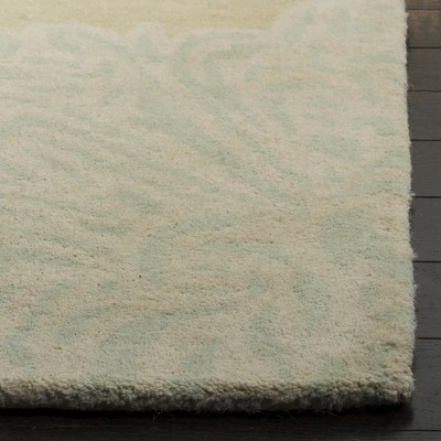 Elegant Gray Floral Tufted Wool Area Rug, Handmade, 8' x 10'