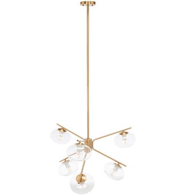 Bartoli 6 Light 25" Height Adjustable Chandelier - CHA7009 - Brass - Safavieh