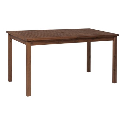 NicBex Outdoor Patio Dining Table with Umbrella Hole for 6 Person Patio Acacia Wood Table for Garden,Backyard