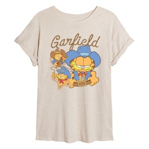 Women's - Garfield - Western Garf Oversized Graphic T-Shirt - 1 of 4