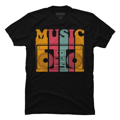 Men's Design By Humans Retro Music Boombox By worldtraveler T-Shirt