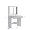 NicBex Vanity Desk with Mirror Small Vanity with Mirror, Compact Makeup Vanity with Drawer, 1pc Upholstered Stool for Apartment, White - image 2 of 4