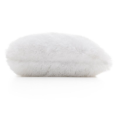 White Faux Fur Square Throw Pillow Set