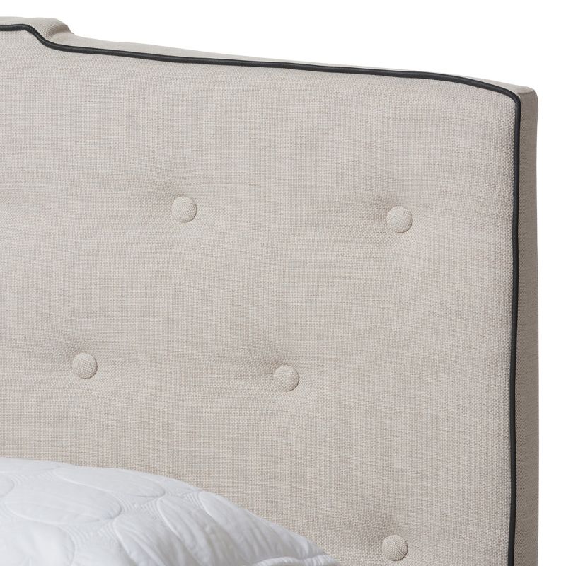 Vivienne Modern and Contemporary Fabric Upholstered Bed Light Beige - Baxton Studio, 5 of 12