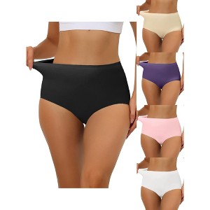 Allegra K Women's Elastic High-Waisted Unlined Breathable 5 Packs Hipster Underwear - 1 of 4