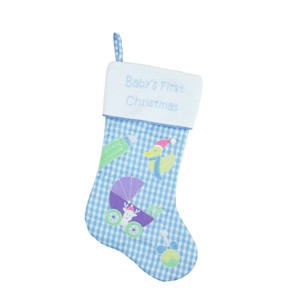 Northlight 18.5" Blue and White 'Baby's First Christmas' Embroidered Christmas Stocking - 1 of 1