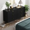 Hitow 6 Drawer Storage Horizontal Dresser Minimalist Chest of Drawers Metal Base - 2 of 4