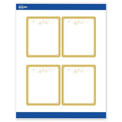 Avery Labels, 4" x 3-1/3", Gold-Metallic Ornaments, Matte, 40ct