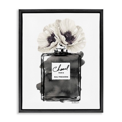 Stupell Industries Perfume Poppies Watercolor Black Framed Floater Canvas Wall Art