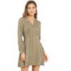 Allegra K Women's Vintage Floral Print Camp Collar Long Sleeve Button Down Short Shirt Dress - 2 of 4