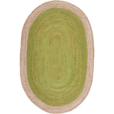 Natural Fiber Nf801 Hand Woven Area Rug - Green/natural - 6'x9