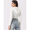 Allegra K Women's Casual Hoodie Zip Up Long Sleeve Lightweight Textured Crop Jacket - 3 of 4