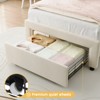 Platform Bed Frame, Velvet Upholstered Bed Frame with Height Adjustable Bear-Shaped Headboard, Noise Free, No Box Spring Needed - 3 of 4