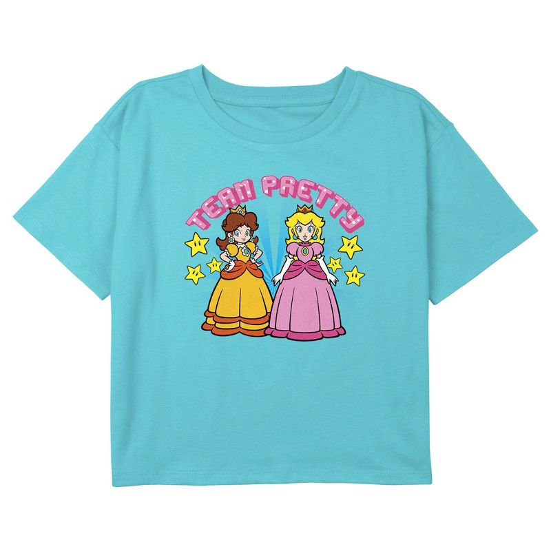 Girl's Nintendo Team Pretty Princess Crop T-Shirt, 1 of 4