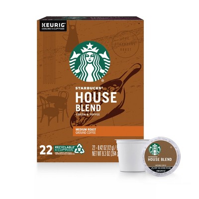 Starbucks Medium Roast K-Cup Coffee Pods — House Blend for Keurig Brewers — 1 box (22 pods)