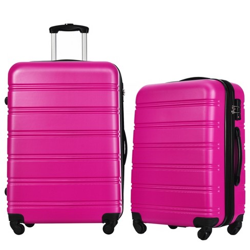 Pink hard deals suitcases with wheels