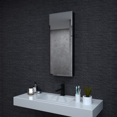 HBEZON Medicine Cabinet with Mirrors, Recess/Wall Mount Bathroom Cabinet, Adjustable Shelves, Soft-Close Hinge, Rectangular, Aluminum
