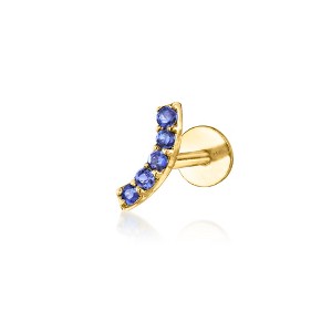 Pure Collection by Ross-Simons Sapphire-Accented Curved Single Flat-Back Stud Earring in 14kt Yellow Gold - 1 of 4