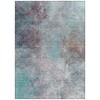 Teal Blue And Blush Abstract Washable Indoor Outdoor Area Rug - 4 of 4
