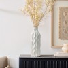 LuxenHome White Waves Ceramic 15.75-Inch Tall Round Vase - 2 of 4