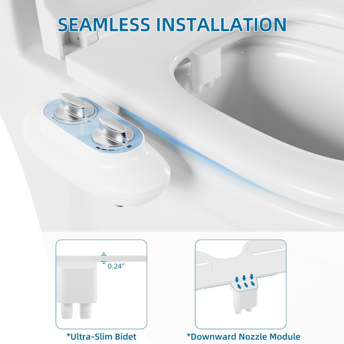 Non-Electric Bidet Attachment for Toilet – Dual Nozzles for Front & Rear Wash, Adjustable Cold Water Pressure, Self-Cleaning, Easy Installation - thumbnail 9