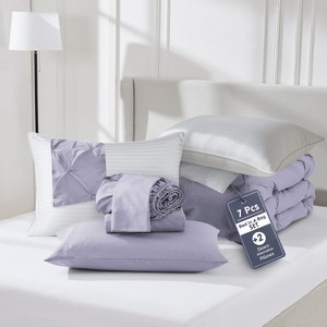 Nestl 9 Piece Comforter Set, Pinch Pleated Bedding Set, Bed in a Bag, Comforter Set with Down Alternative Pillows - 1 of 4