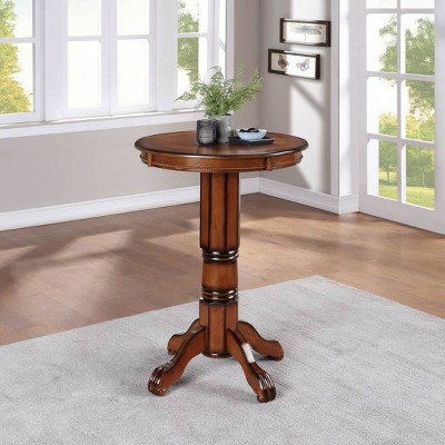 Brandy Finish Round Wood Bar Height Pub Table